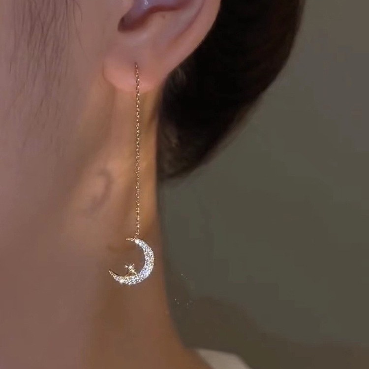 Khuyên tai RINHOO FRIENDSHIP mạ bạc 925 kiểu hoa/ bướm/ trái tim/ ngôi sao/ mặt trăng đính đá zircon thời trang Hàn Quốc