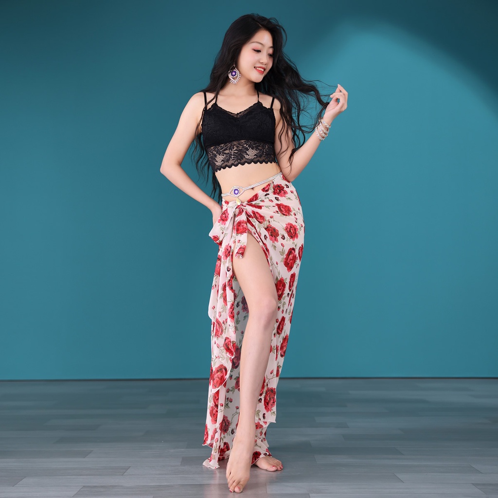 Bộ Trang Phục Múa Bụng Vải Voan In Hoa Dành Cho Nữ