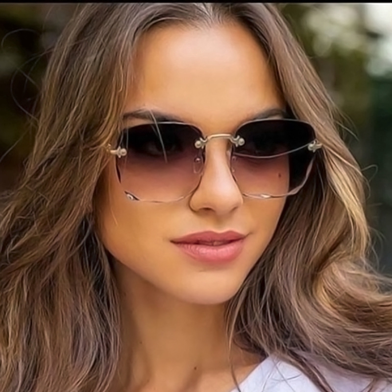 COD Korean Fashion Sunglasses for women Square Design frameless anti uv400 protection glasses