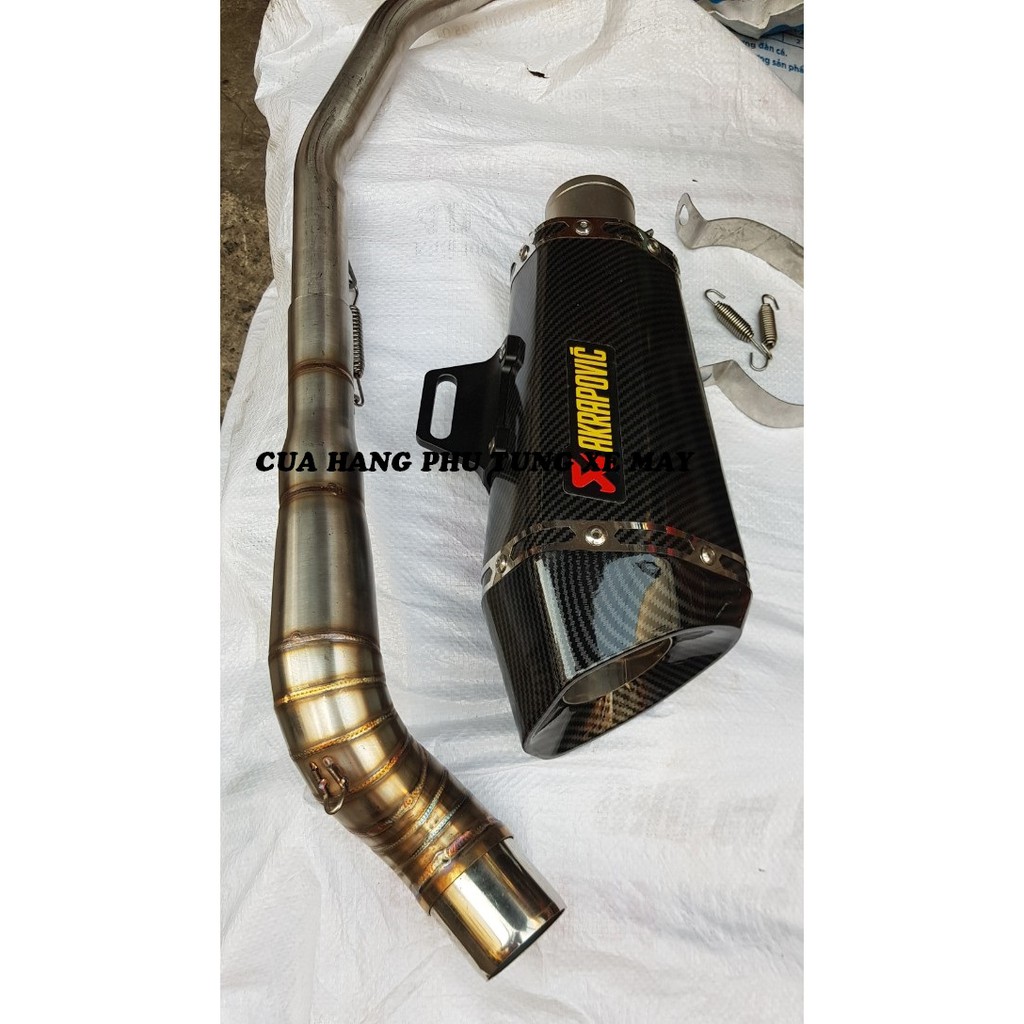 Pô Akrapovic lục giác lớn cacbon - kèm cổ 2 khúc inox 304 gắn Ex 135/ Ex 150/ Winner 150/ Winner X/ Sonic/ Raider Fi