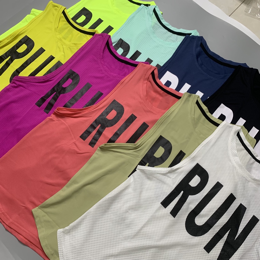 Bộ Đồ Tập Gym Nữ Áo Tanktop + Quần Shorts 2 Lớp RUN