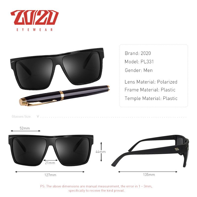 Kính mát Nam hàng xách tay PL331 chính hãng 20/20 phong cách vuông | BigBuy360 - bigbuy360.vn