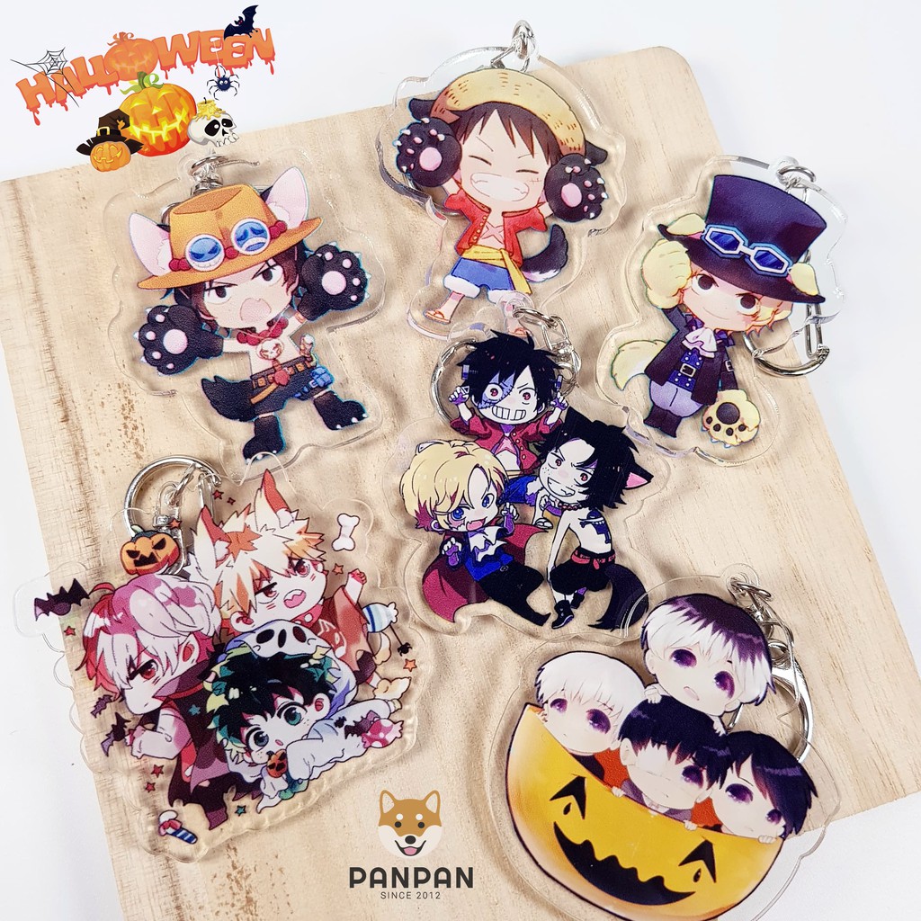 Móc khóa mica Anime Halloween My Hero Academia, One Piece, Tokyo Ghoul (6cm)