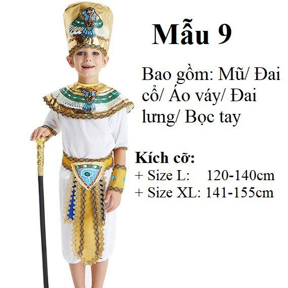 (Có Sẵn) Trang Phục Nữ Hoàng Ai Cập Cổ Đại Trang Phục Pharaon Cho Trẻ Em Trang Phục Hóa Trang Halloween Cosplay