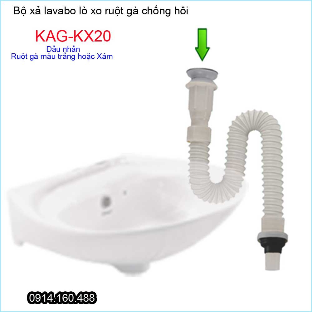 Bộ xả lavabo KAG-KX20 , xả ruột gà chậu lavabo rửa mặt thoát nhanh giá tốt sử dụng tốt