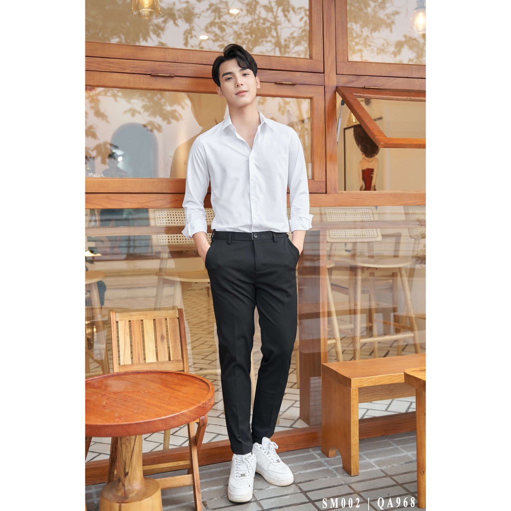 Áo sơ mi trắng nam Hàn Quốc vải Chun Tre xuất hàn siêu đẹp không nhăn, chuẩn form - D. Faber | BigBuy360 - bigbuy360.vn