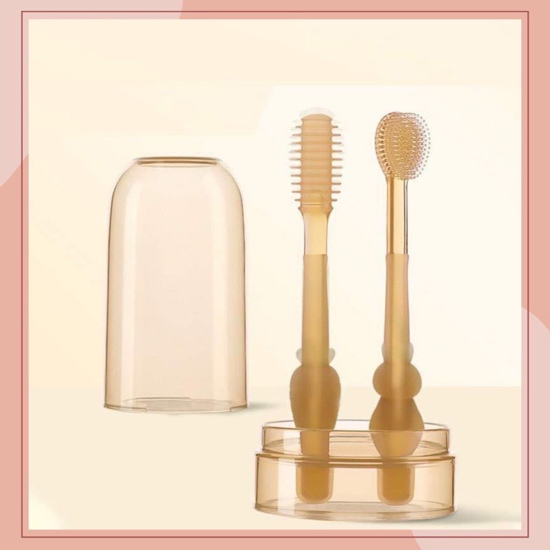 Set rơ lưỡi và bàn chải đánh răng silicon vệ sinh răng miệng cho bé
