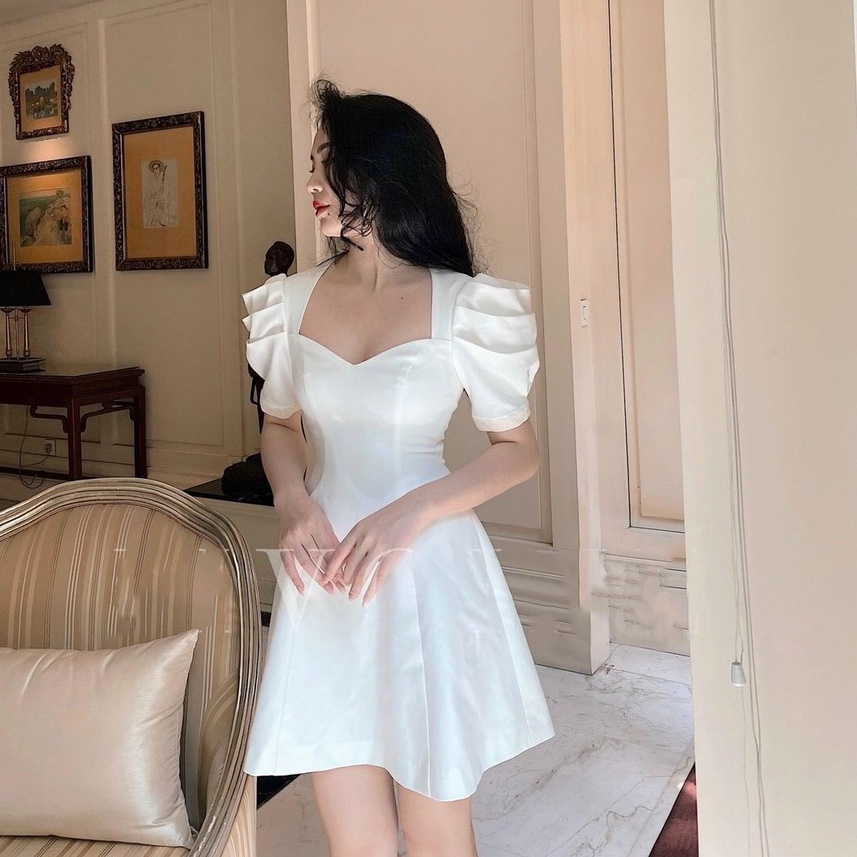 Đầm trắng Đi tiệc tay bồng dáng xoè siêu xinh - NV106