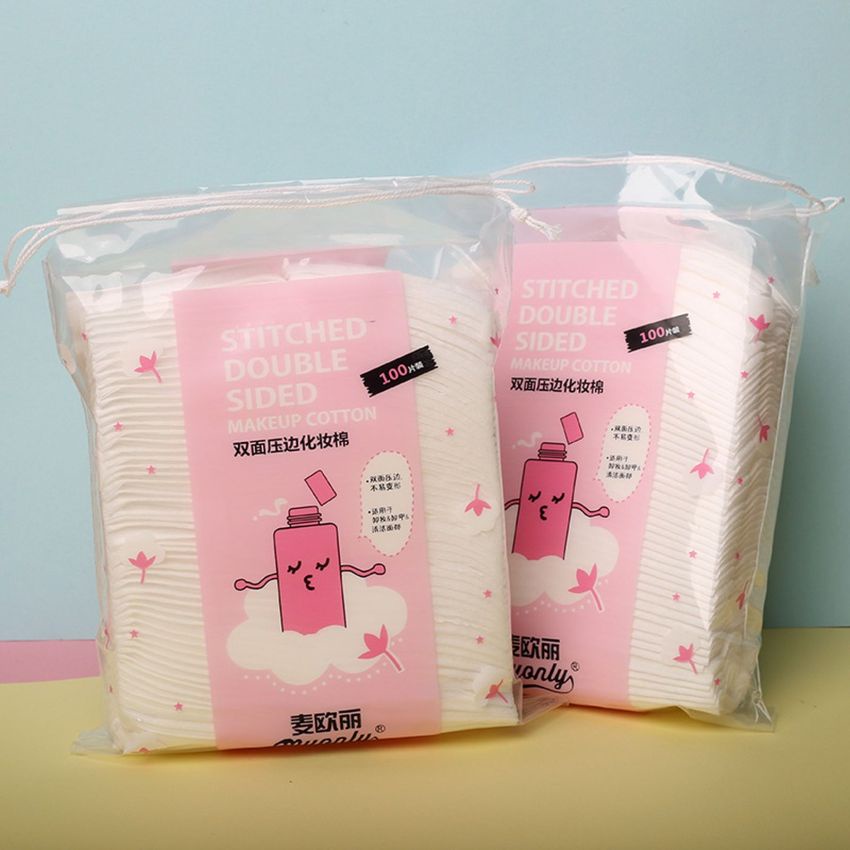 Bộ 100 bông tẩy trang dày hai mặt làm sạch sâu thân thiện với làn da