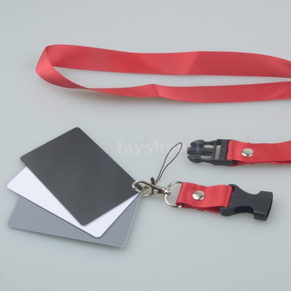 ✨TOP 3 in 1 Pocket-Size Digital White Black Grey Balance Cards 18% Gray Card with Neck Strap for Digital Photography