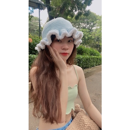 Nón bucket viền bông