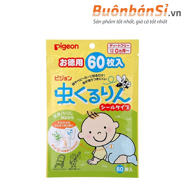 Miếng Dán Chống Côn Trùng Đuổi Muỗi Cho Bé Pigeon Nhật Bản 60 Miếng