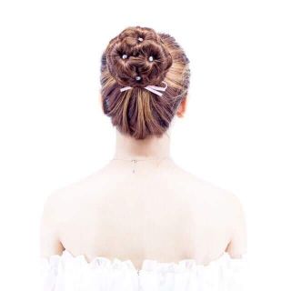 Búi giả kẹp hoa đính hạt pha lê