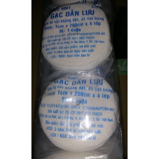 Gạc dẫn lưu Bảo Thạch 1 x 200 x 4 (Gói 50 cuộn)