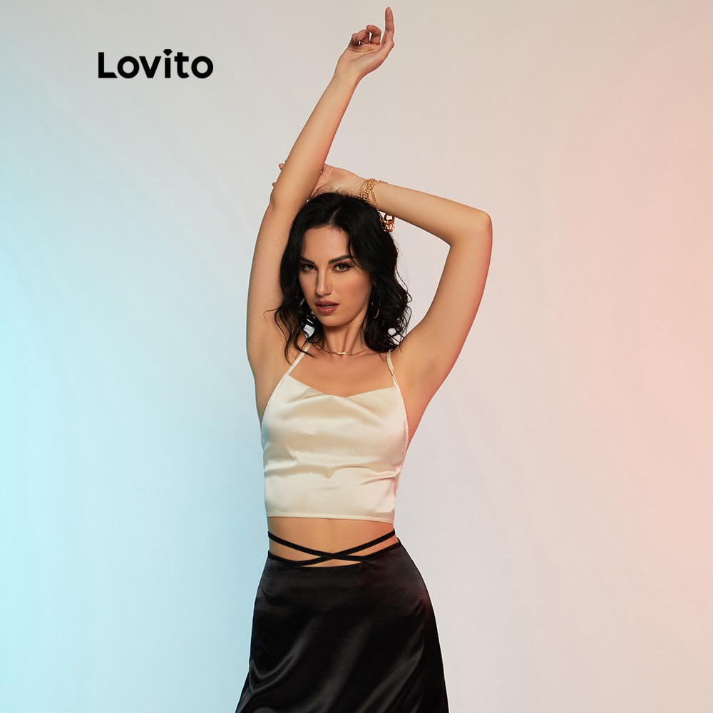 Áo Lovito tank top không tay màu sâm panh L12D50