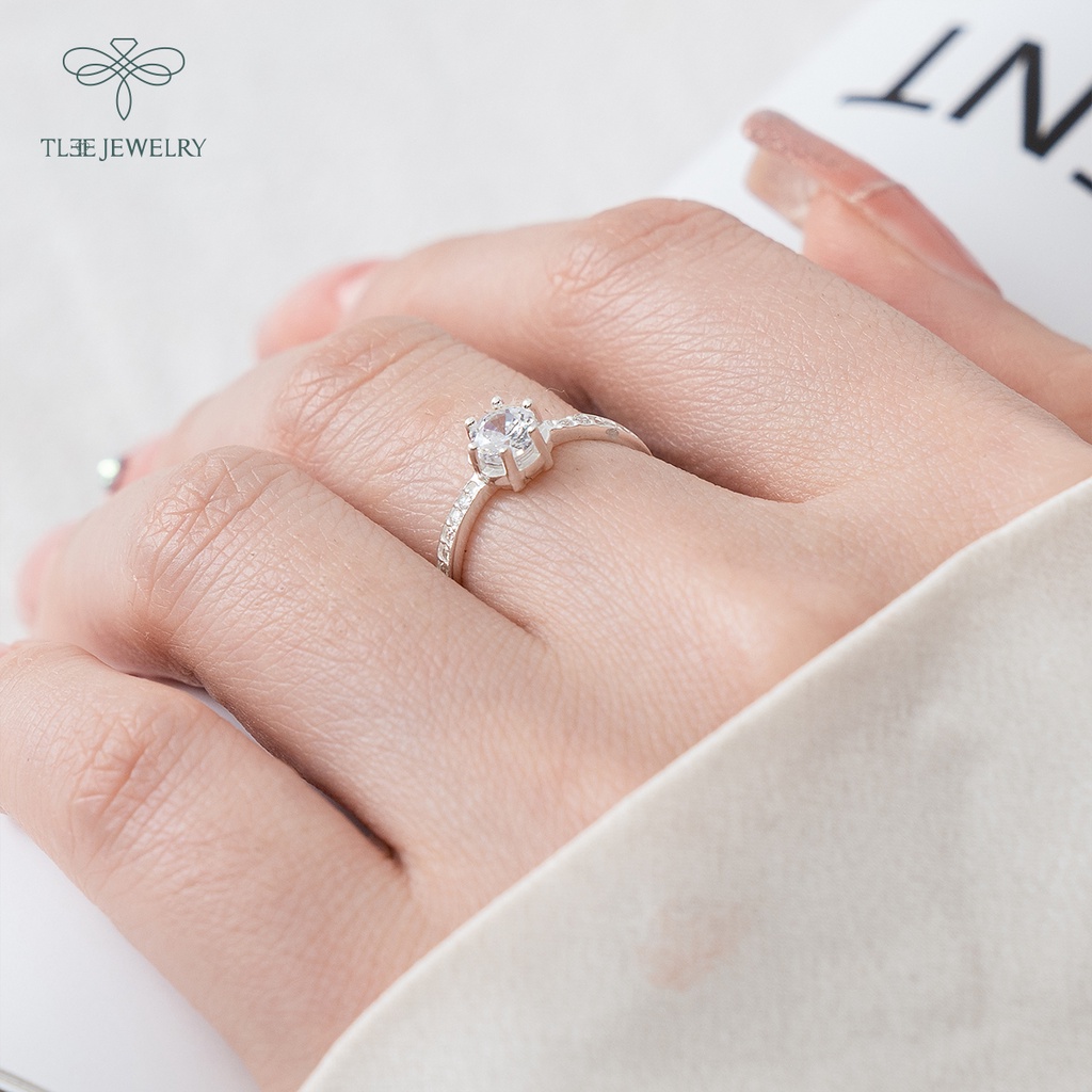 Nhẫn bạc nữ TLEE ổ 6 chấu thuôn cách điệu thời trang NCJ A0215