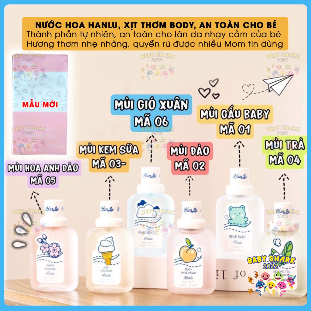 Nước hoa Hanlu mẫu mới nhất, xịt thơm body Hanlu hương nhẹ nhàng, an toàn cho bé