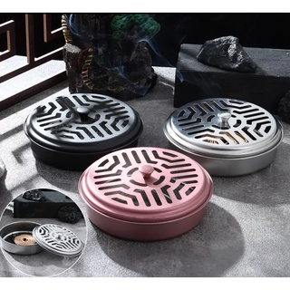 Khay nhang muỗi kim loại có nắp tiện dụng (màu ngẫu nhiên)