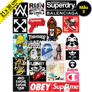 Combo Sticker Hình Dán Hoa Cúc, Hypebeast, Babe, Ape
