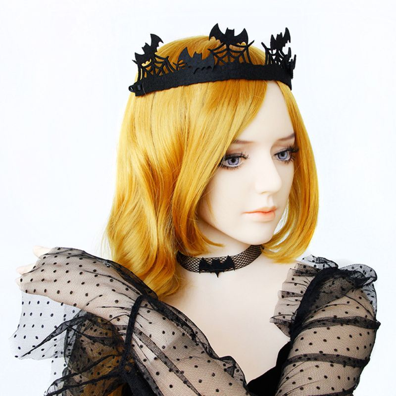 Băng Đô Cài Tóc Hình Mạng Nhện Đen Co Giãn Dành Cho Nữ