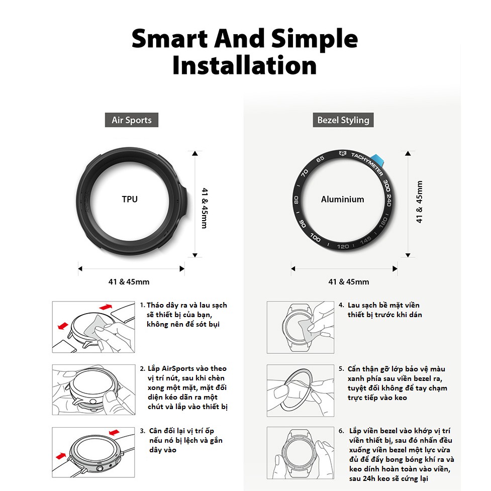 Combo ốp AirSports + viền Bezel cho Galaxy Watch 3 ( 41mm / 45mm ) - Hãng Ringke
