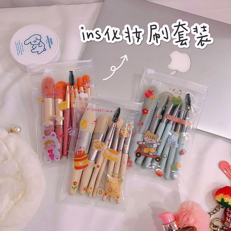 HOT TAOBAO Bộ Cọ 8 Món Cao Cấp Lông Cọ Mềm và Chắc Chắn Set Cọ 8 Cây VINTAGE Kèm Túi Zip Cọ Make Up Trang Điểm Chi Tiết