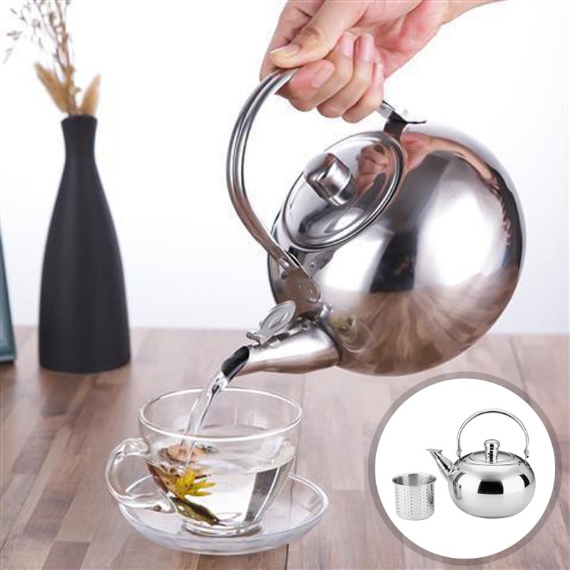 Ấm Đun Nước Bằng Thép Không Gỉ 1L mini Dùng Cắm Trại Ngoài Trời Ấm đun nước bằng thép không gỉ dày và bền với công suất lớn