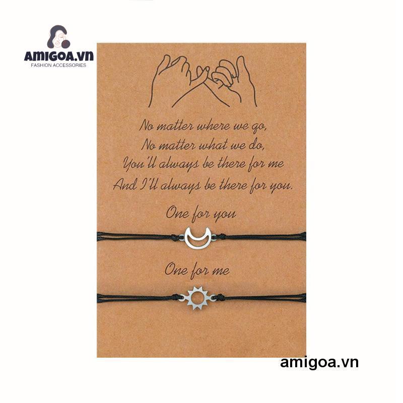 ✨✨Set 2 Vòng Tay Hình Mặt Trăng/Mặt Trời Có Thể Điều Chỉnh Thời Trang Cho Cặp Đôi