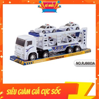 Đồ chơi mô hình - xe tải chở 4 ô tô cảnh sát