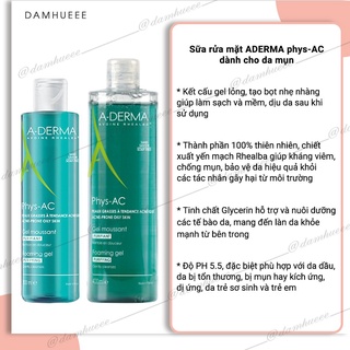 Sữa rửa mặt ADERMA phys-AC cho da mụn