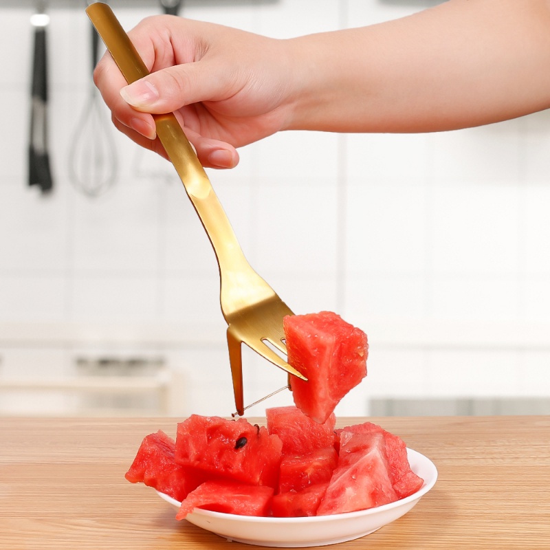 Nĩa Ăn Trái Cây 2 Trong 1 Đa Năng Bằng Thép Không Gỉ