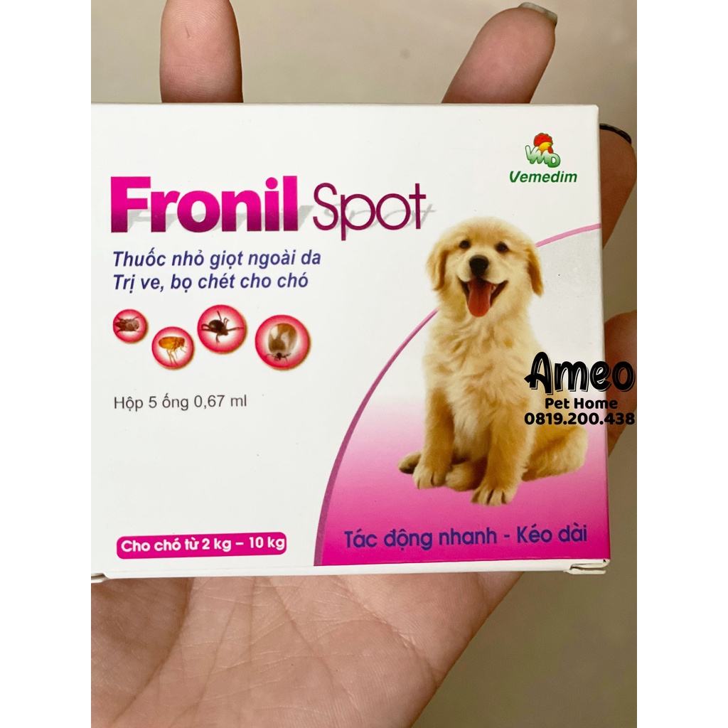 Nhỏ Gáy Fronil Spot Hỗ Trợ Trị Ve, Rận Bọ Chét cho chó mèo ống 0.67ml