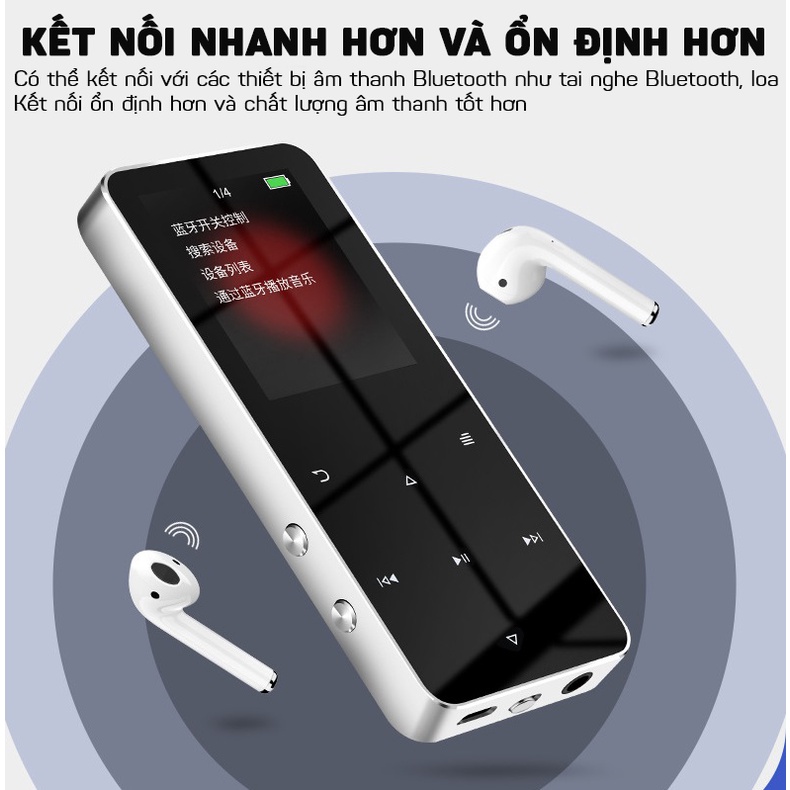 Máy Nghe Nhạc Mp3, Xem Phim, Bluetooth Bộ Nhớ 8GB Vỏ Kim Loại S08  HOMESTORE