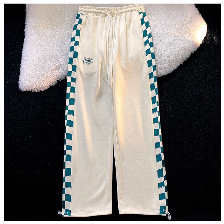 Quần Jogger nam nữ kiểu dáng unisex - Quần Jogger phối kẻ caro tạo điểm nhấn có dây rút ở gấu