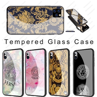 Ốp điện thoại kính cường lực hình Versace cho IPHONE 11 12 MINI PRO MAX