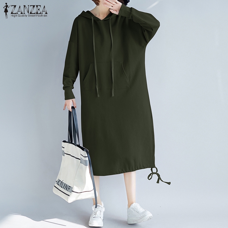 Đầm Hoodie ZANZEA Tay Dài Duyên Dáng Sành Điệu Cho Nữ | BigBuy360 - bigbuy360.vn