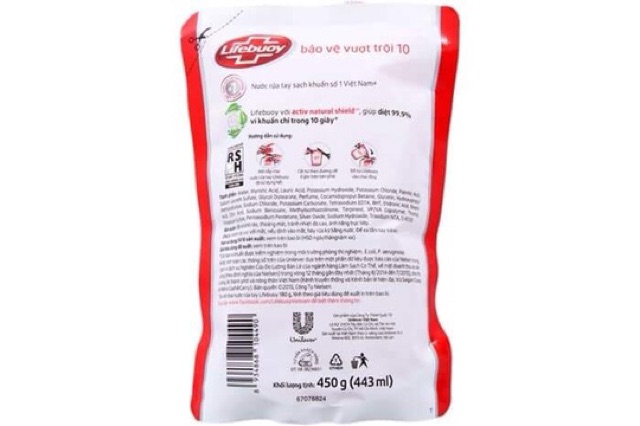Túi nước rửa tay Lifebuoy bảo vệ vượt trội 450g | BigBuy360 - bigbuy360.vn