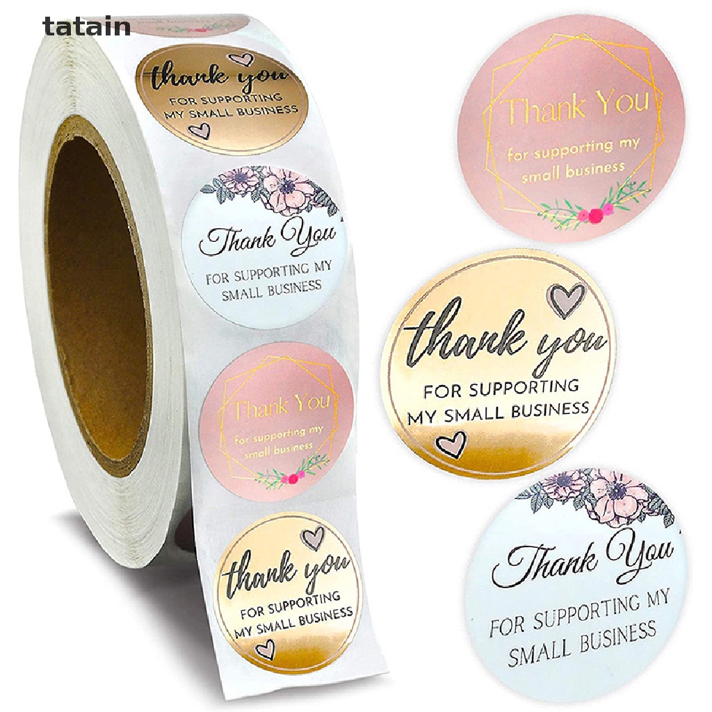 [TAT] 500pcs/roll Thank You Stickers Sealing Labels Adhesive Round Paper Baking Stick CVX