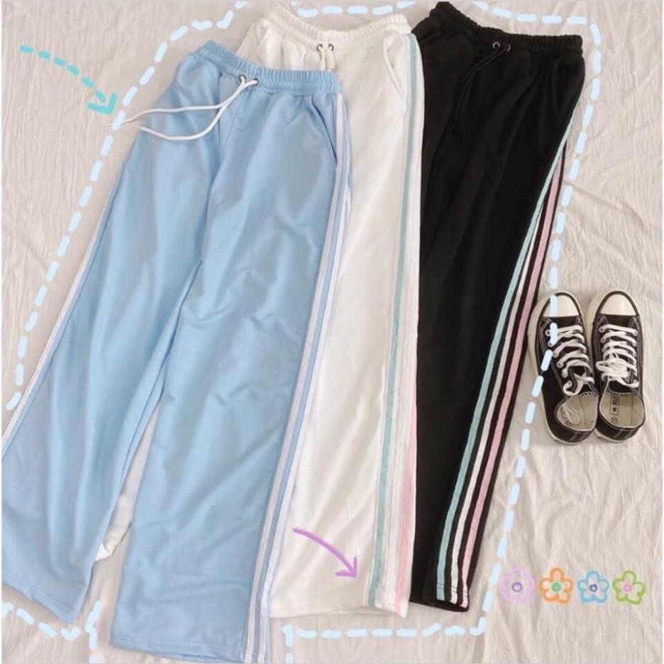 Quần Thể Thao RAINBOW Nữ [FREESHIP] 🌸 Culottes suông ống rộng kẻ 3 sọc cầu vồng màu ĐEN | TRẮNG | XANH Ulzzang HOT 🌸