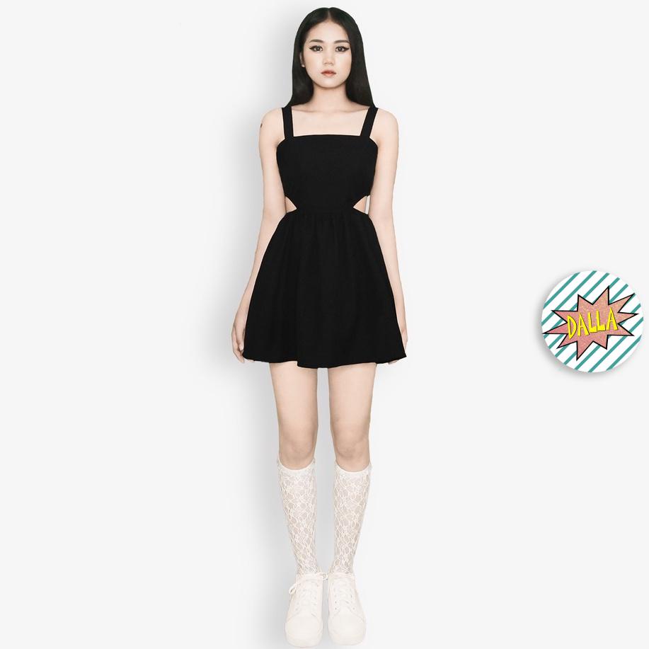 DALLA Đầm dây đen hở eo (D22)