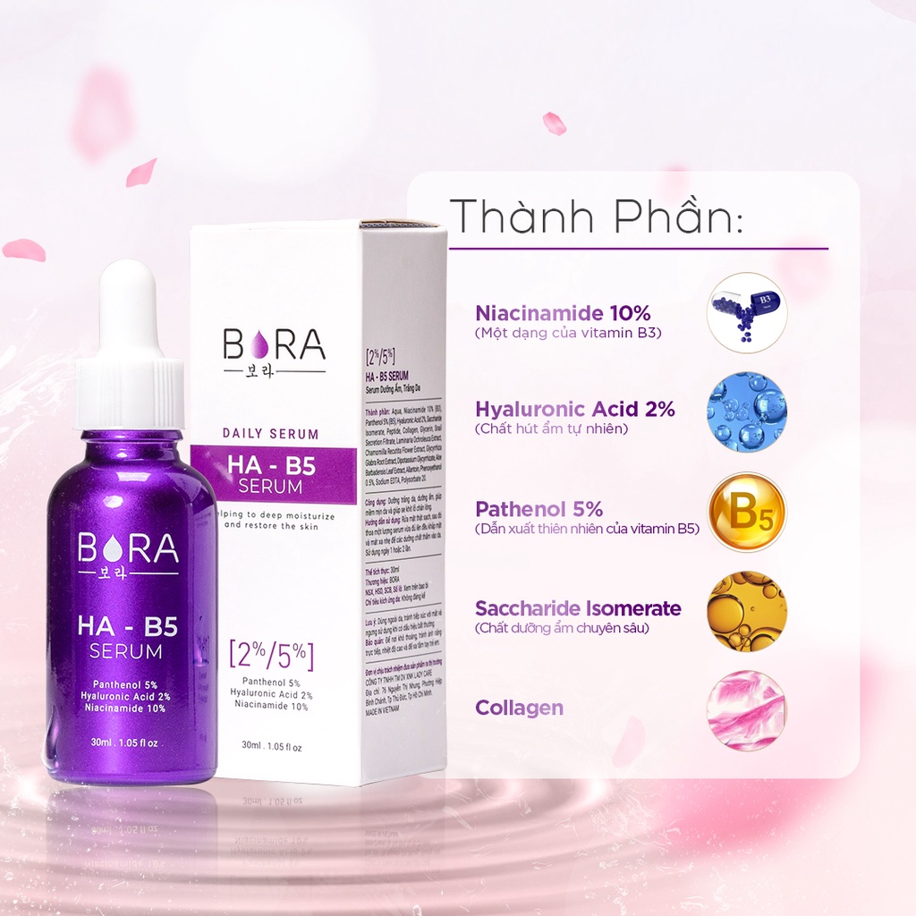 Serum Dưỡng Ẩm Nuôi Dưỡng Làn Da Trắng Hồng BORA HA-B5 Lọ 30ml