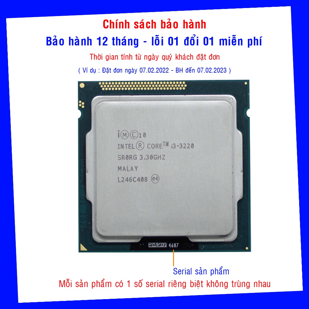 [ tặng keo tản nhiệt ] bộ vi xử lý cpu i3 3220 socket 1155 chính hãng intel lỗi 01 đổi 01 bảo hành 12 tháng | BigBuy360 - bigbuy360.vn