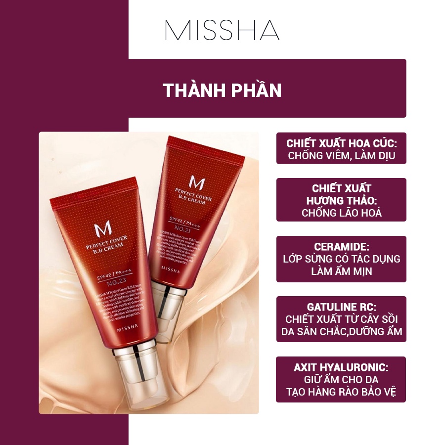[Mã COSMIS -8% ĐH250k]Kem nền Missha M Perfect Cover BB Cream 50ml | BigBuy360 - bigbuy360.vn