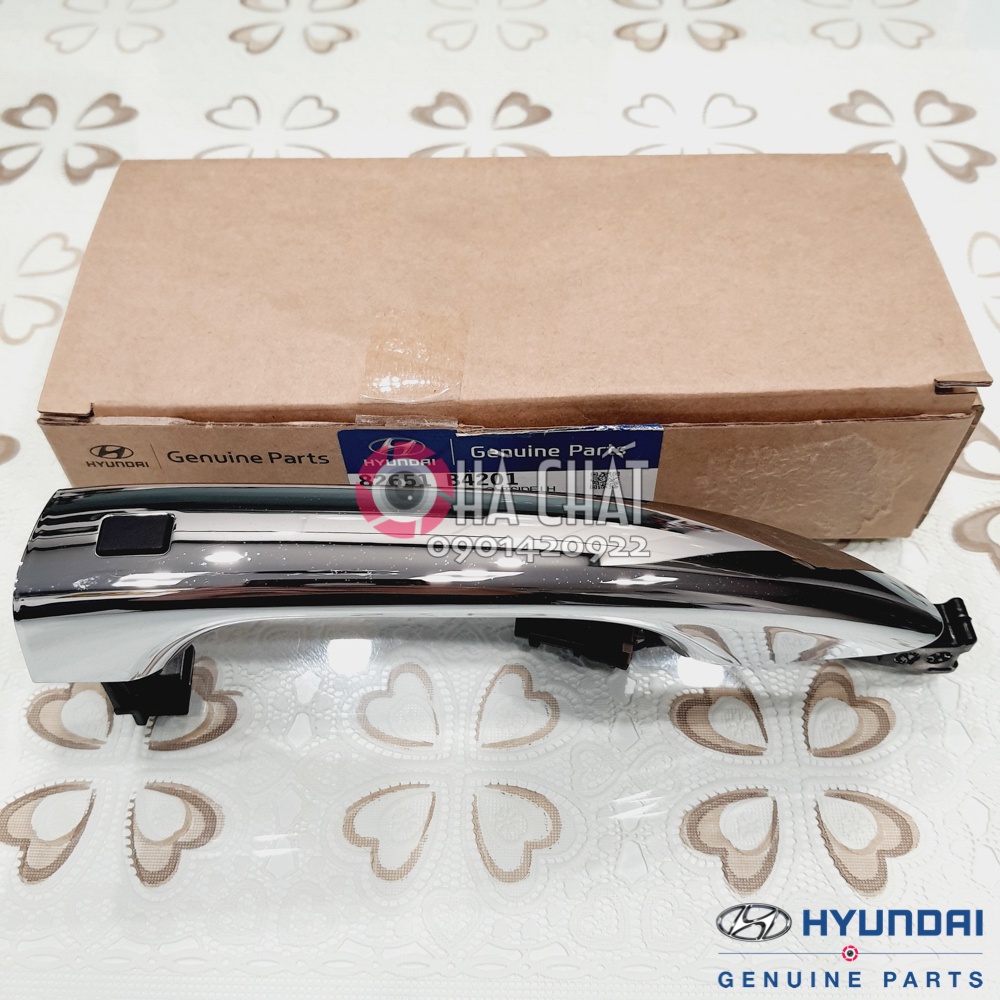 Tay mở cửa ngoài Hyundai Grand i10 mạ chrome có nút bấm 🚘 nhập khẩu chính hãng từ Hàn Quốc