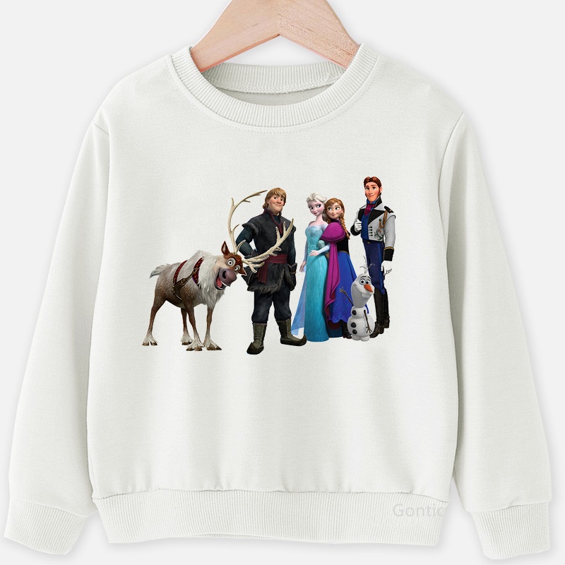 Áo Hoodie Tay Dài In Hình Công Chúa Elsa Anna Thời Trang Mùa Đông Cho Bé Gái