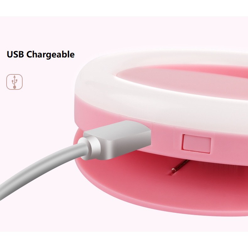 Đèn tròn LED LAMMCOU dùng chụp ảnh tự sướng cổng sạc USB tiện lợi