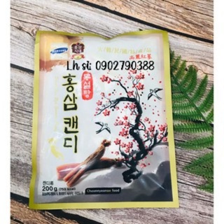 Kẹo hồng sâm không đường cành đào hàn quốc 200g