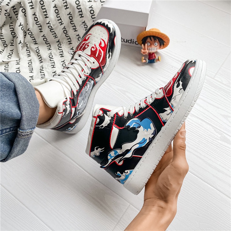 Giày thể thao cổ cao in họa tiết anime One Piece thời trang kích thước 36-44