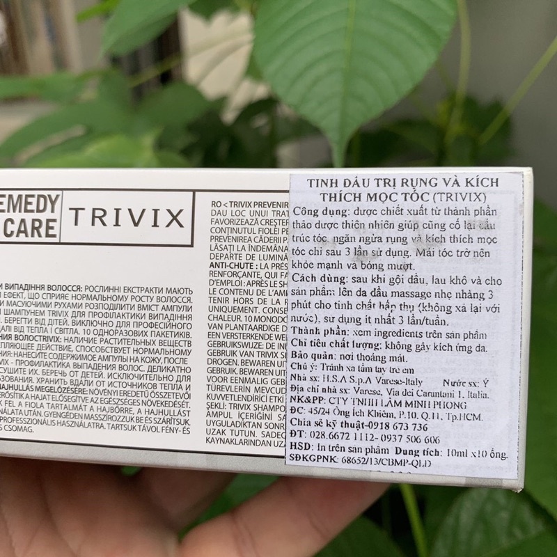 Tinh dầu chống rụng và hổ trợ mọc tóc Silky 05 Trivix Against Hair Loss 5 lọ x10ml