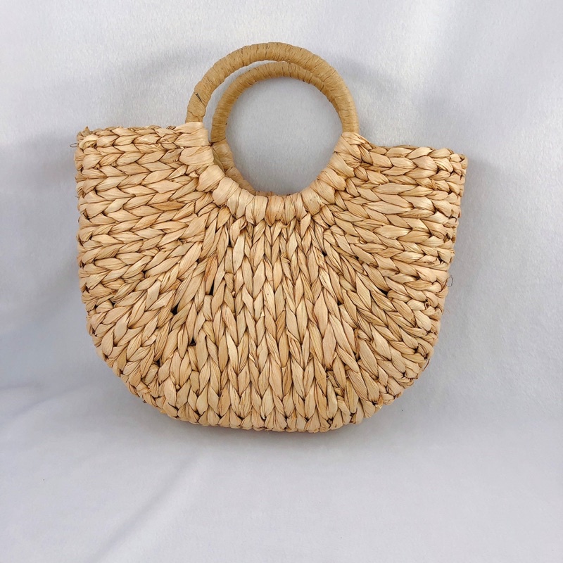 Túi cói lục bình bán nguyệt cầm tay xin xắn (SG10)